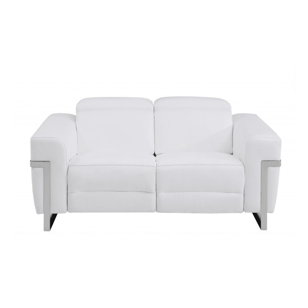 Two Piece White Italian Leather Five Person Seating Set-1