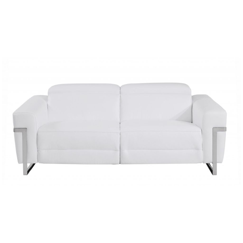 Two Piece White Italian Leather Five Person Seating Set-2