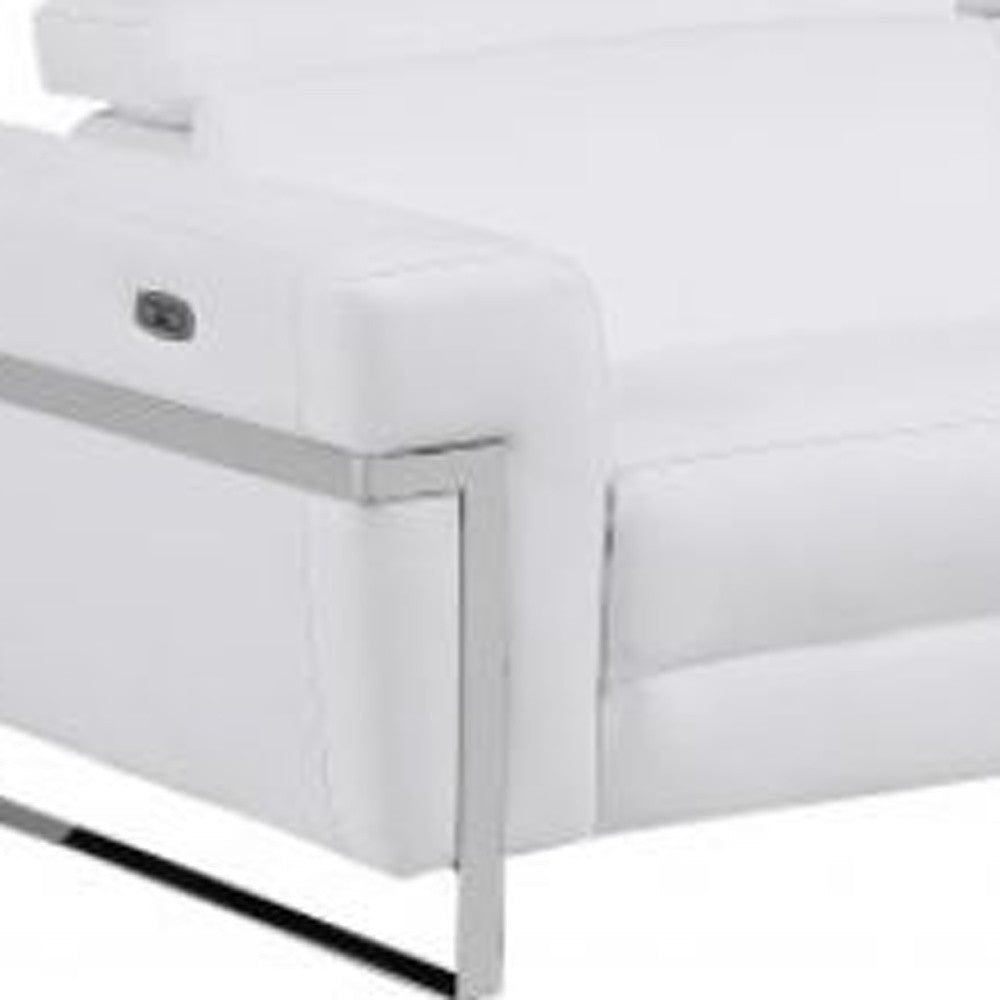 Two Piece White Italian Leather Five Person Seating Set-5