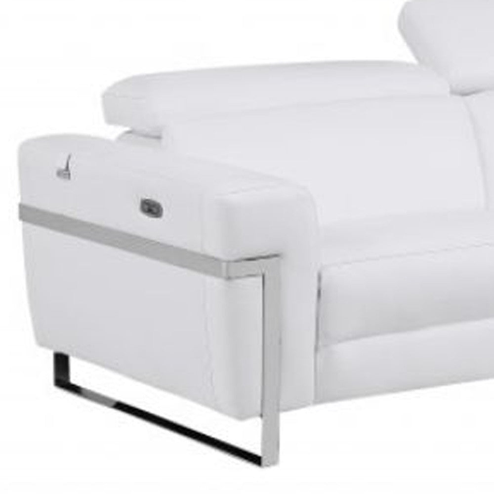 Two Piece White Italian Leather Five Person Seating Set-6