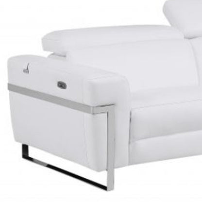 Two Piece White Italian Leather Five Person Seating Set-6