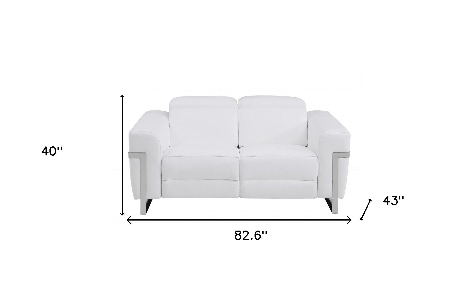 Two Piece White Italian Leather Five Person Seating Set-8