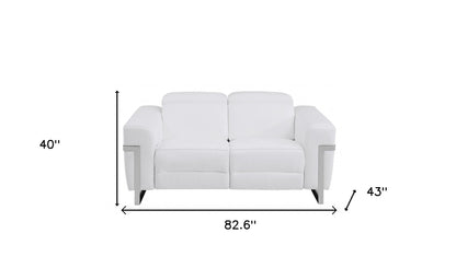 Two Piece White Italian Leather Five Person Seating Set-8
