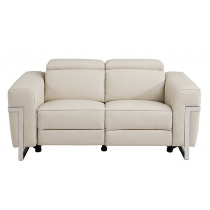 Three Piece Indoor Beige Italian Leather Six Person Seating Set-2