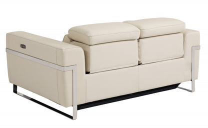 Two Piece Indoor Beige Italian Leather Five Person Seating Set-3