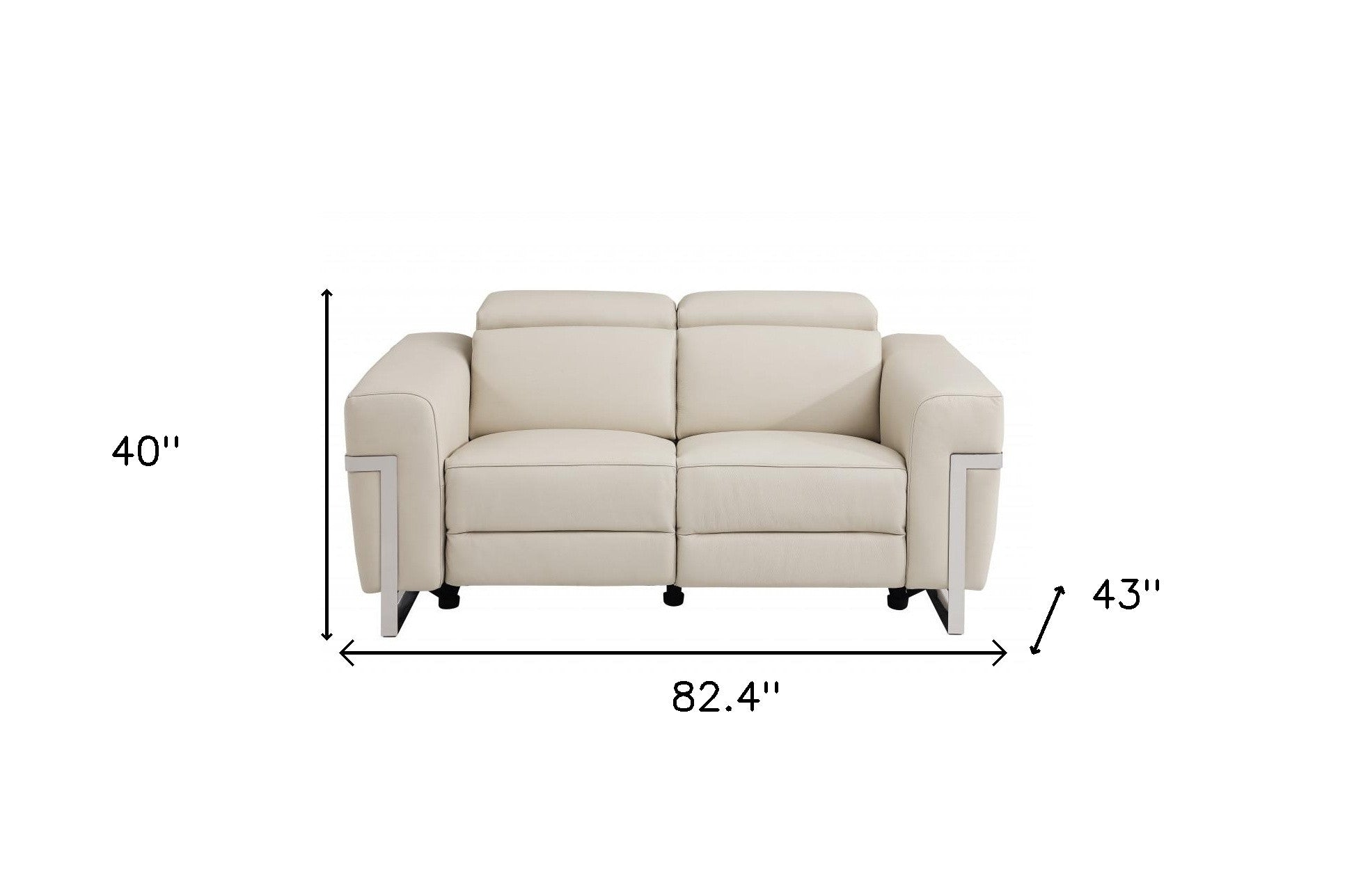 Two Piece Indoor Beige Italian Leather Five Person Seating Set-8
