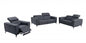 Three Piece Indoor Dark Gray Italian Leather Six Person Seating Set-0