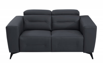 Three Piece Indoor Dark Gray Italian Leather Six Person Seating Set-3