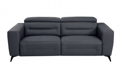Three Piece Indoor Dark Gray Italian Leather Six Person Seating Set-4