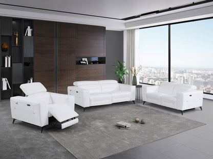 Three Piece White Italian Leather Six Person Seating Set-7