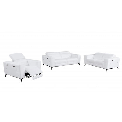 Three Piece White Italian Leather Six Person Seating Set-3