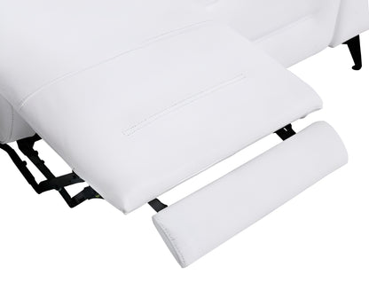 Two Piece White Italian Leather Five Person Seating Set-4