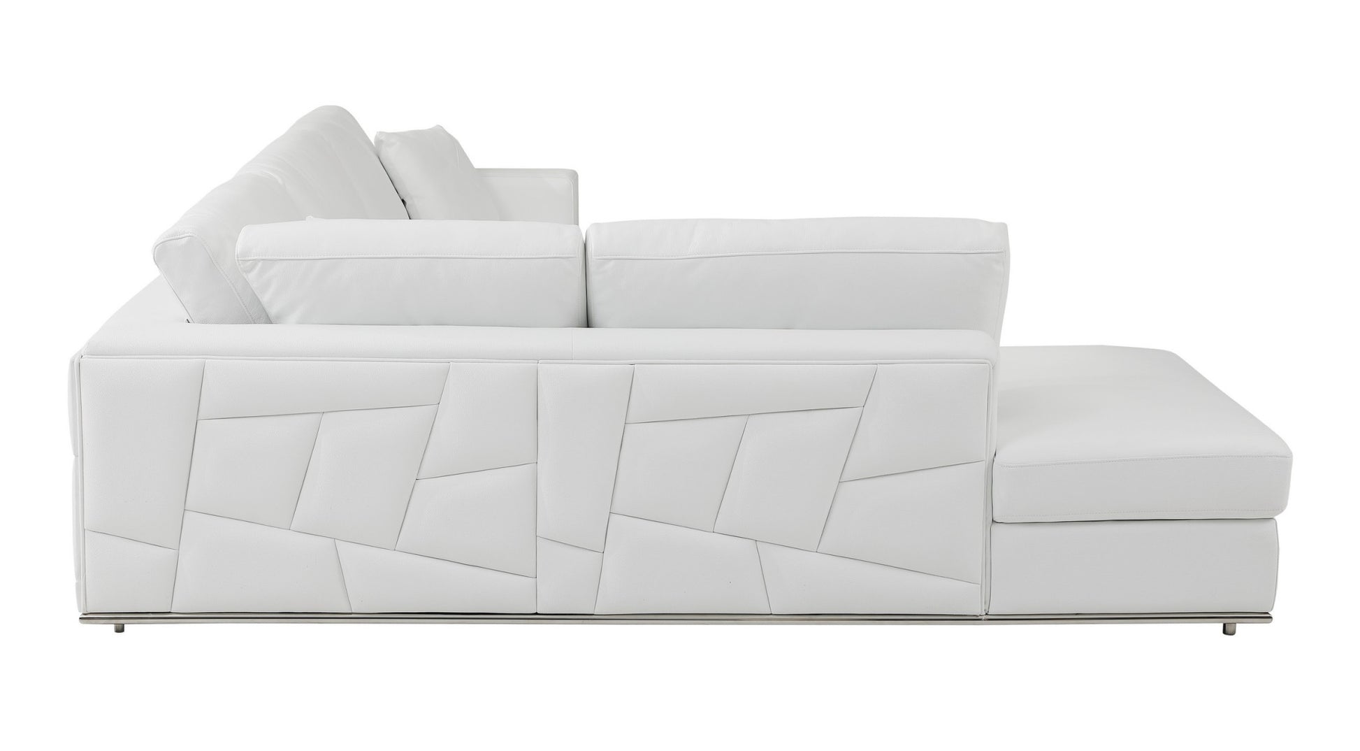 White Italian Leather Reclining L Shaped Two Piece Corner Sectional-4