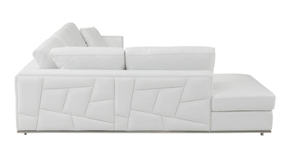White Italian Leather Reclining L Shaped Two Piece Corner Sectional-4