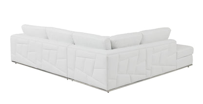 White Italian Leather Reclining L Shaped Two Piece Corner Sectional-2