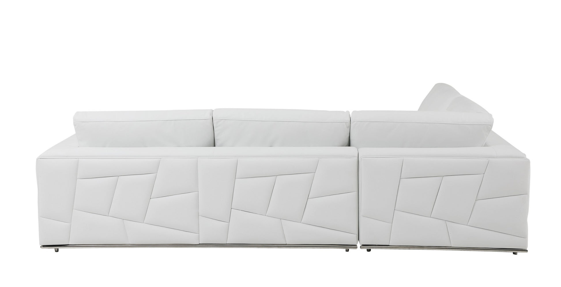 White Italian Leather Reclining L Shaped Two Piece Corner Sectional-3