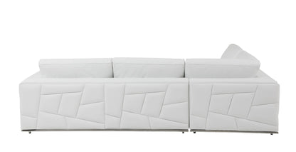 White Italian Leather Reclining L Shaped Two Piece Corner Sectional-3