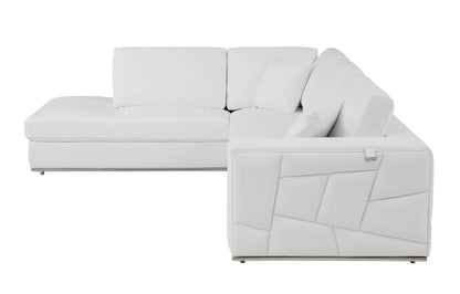 White Italian Leather Reclining L Shaped Two Piece Corner Sectional-0