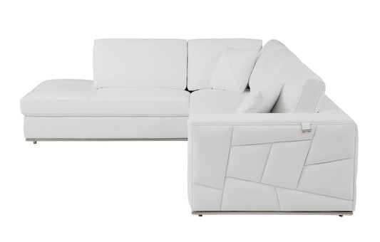White Italian Leather Reclining L Shaped Two Piece Corner Sectional-0