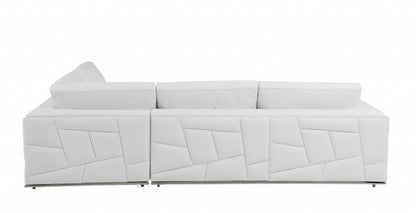 White Italian Leather Reclining L Shaped Two Piece Corner Sectional-3