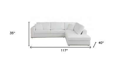 White Italian Leather Reclining L Shaped Two Piece Corner Sectional-7