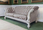 99" Ivory Velvet Damask Sofa And Toss Pillows With Bone Legs-0