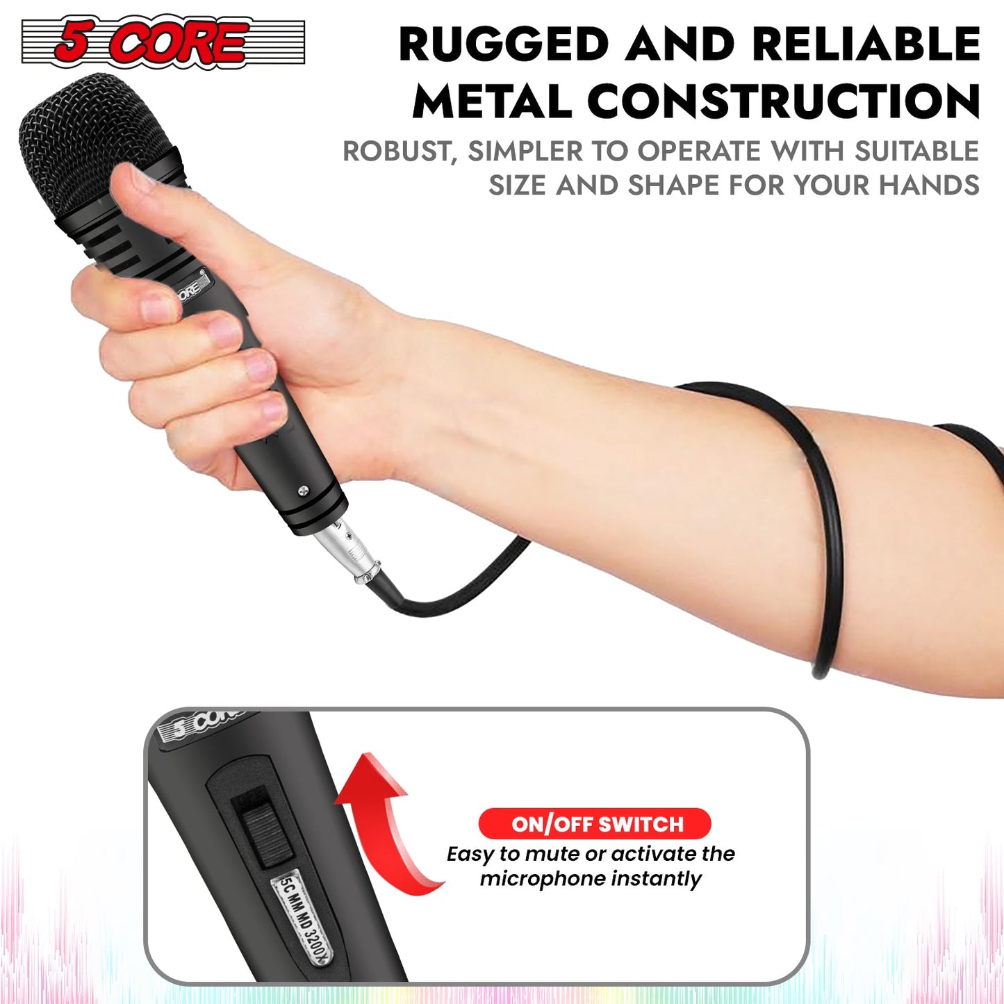 5Core XLR Microphone Dynamic Mic Karaoke Singing Studio Microfono Handheld Mics-4
