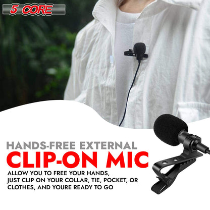 5Core Lavalier Microphone Clip On Professional Grade 3.5mm Lapel Mic Omnidirectional Lav Mic-4