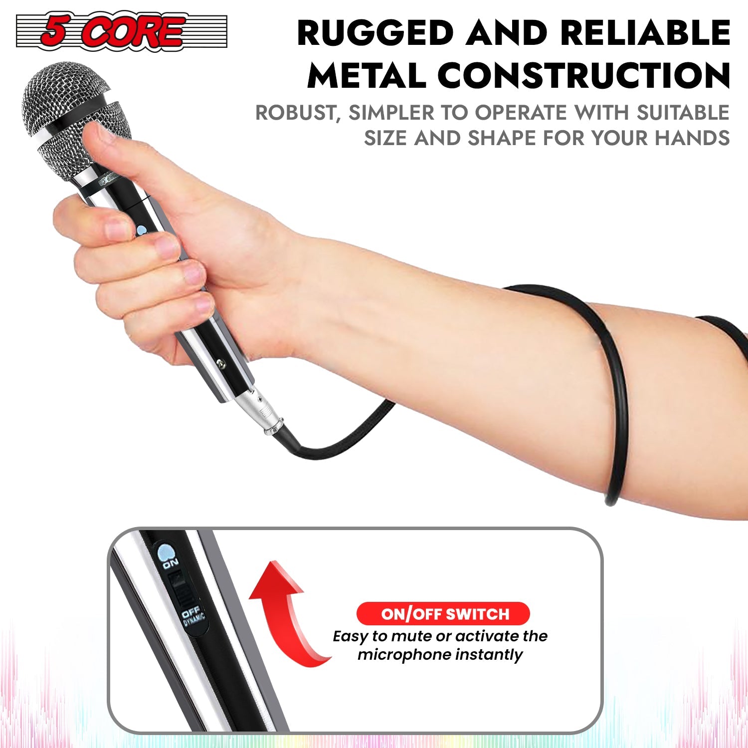 5Core XLR Microphone Dynamic Mic Karaoke Singing Studio Microfono Handheld Mics-4