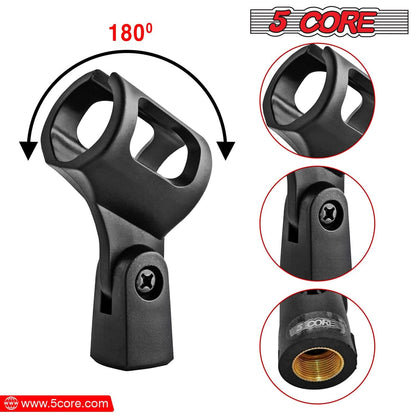 5 Core Microphone Clip Holder 6 Pieces Barrel Style with Screw Adapters 5/8 to 3/8 Inch-4