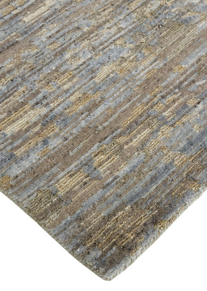 12' X 15' Brown And Gray Wool Abstract Hand Knotted Area Rug-3