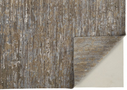 12' X 15' Brown And Gray Wool Abstract Hand Knotted Area Rug-4