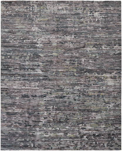 12' X 15' Blue And Gray Wool Abstract Hand Knotted Area Rug-0