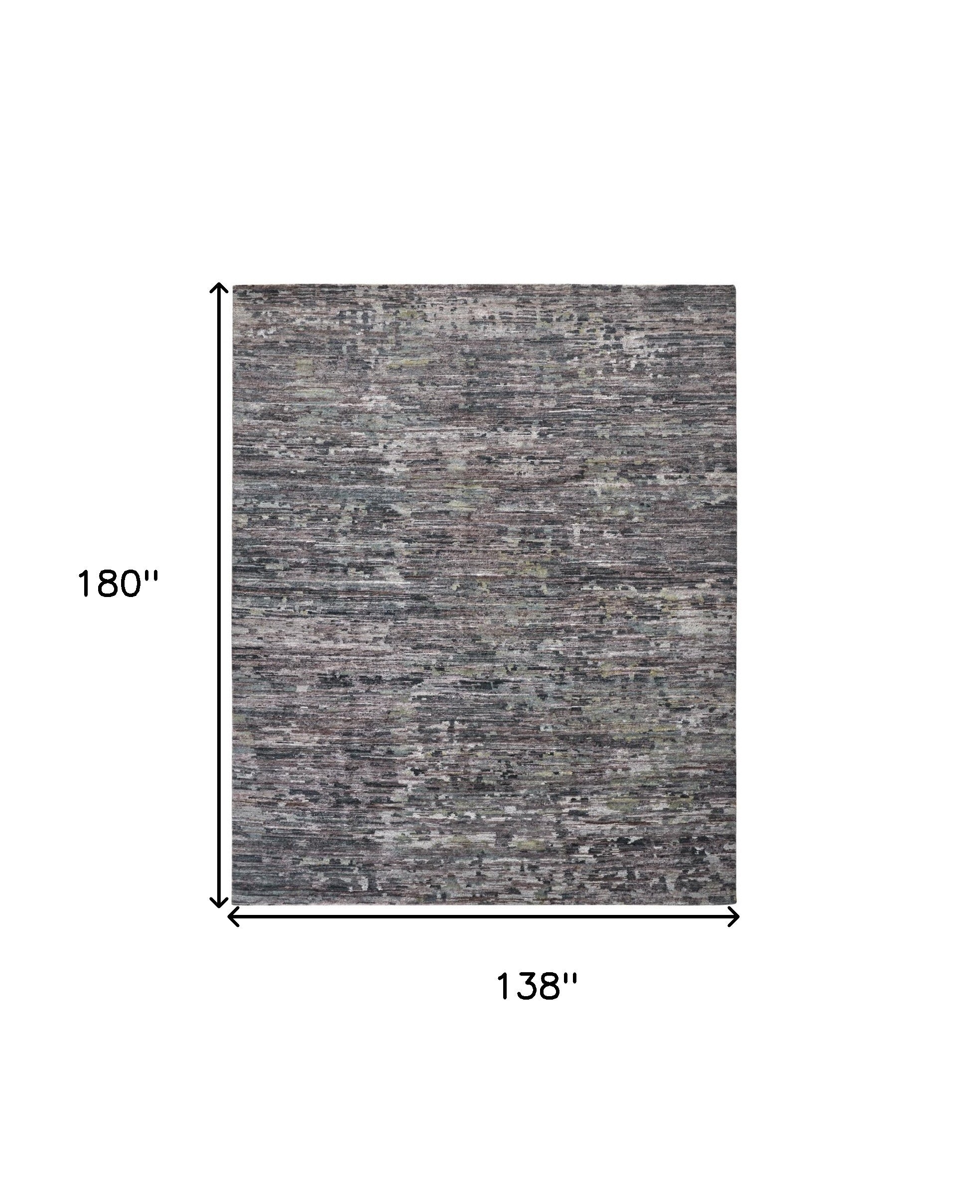 12' X 15' Blue And Gray Wool Abstract Hand Knotted Area Rug-7