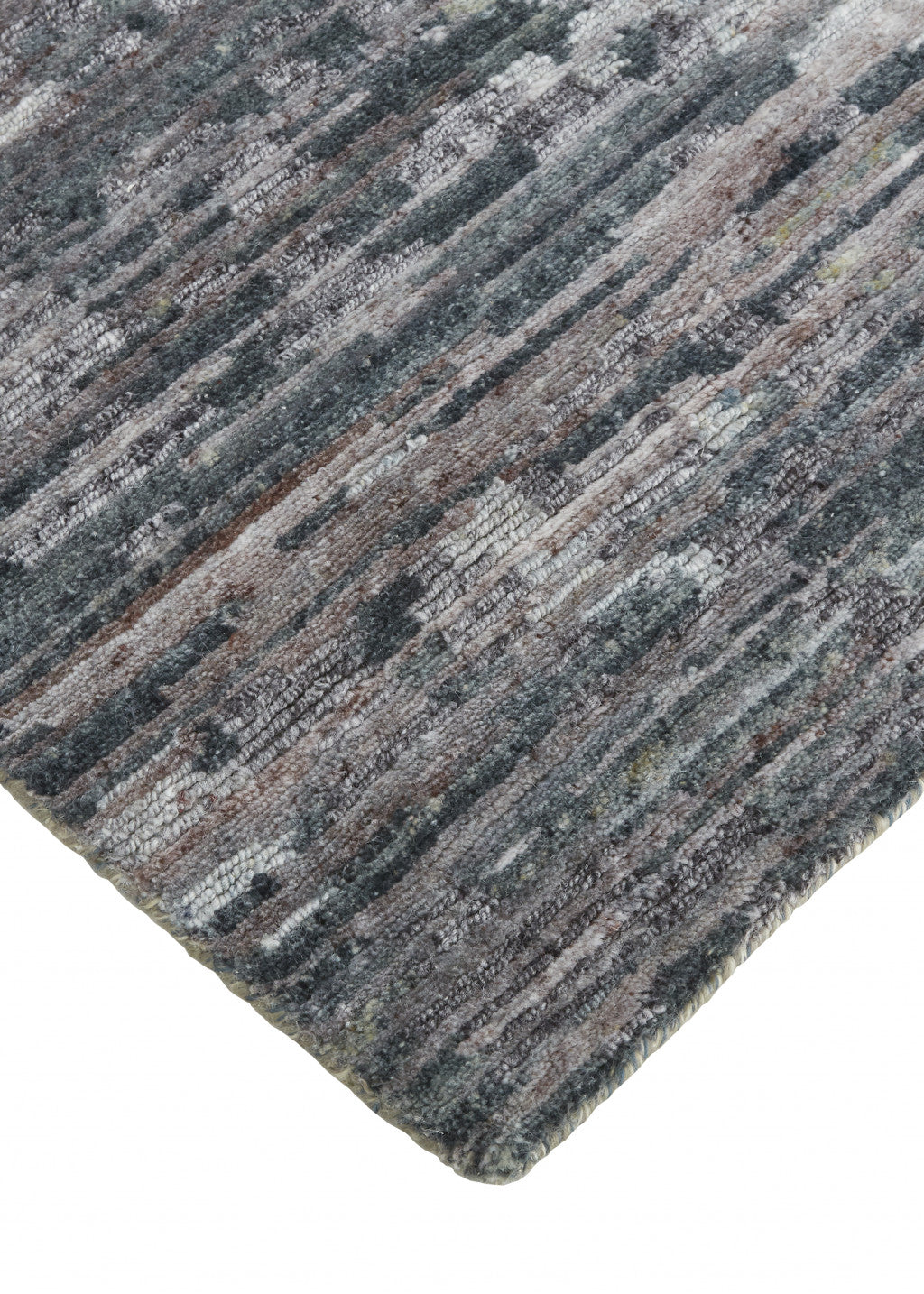 12' X 15' Blue And Gray Wool Abstract Hand Knotted Area Rug-2