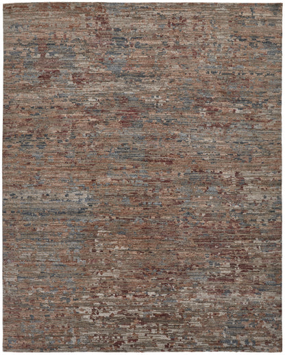 12' X 15' Red And Blue Wool Abstract Hand Knotted Area Rug-1