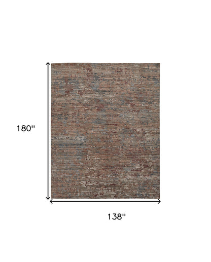 12' X 15' Red And Blue Wool Abstract Hand Knotted Area Rug-2