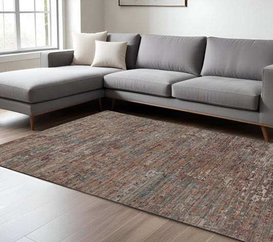 12' X 15' Red And Blue Wool Abstract Hand Knotted Area Rug-0