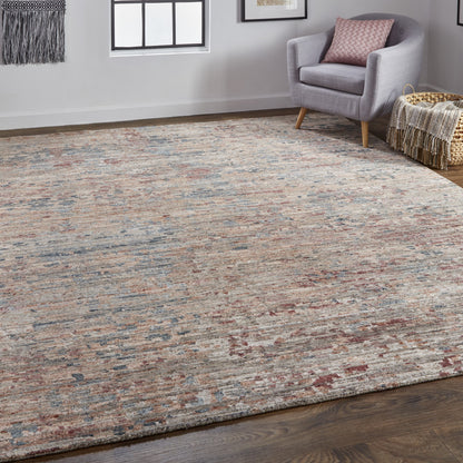 12' X 15' Red And Blue Wool Abstract Hand Knotted Area Rug-6
