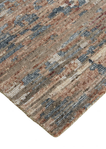 12' X 15' Red And Blue Wool Abstract Hand Knotted Area Rug-4