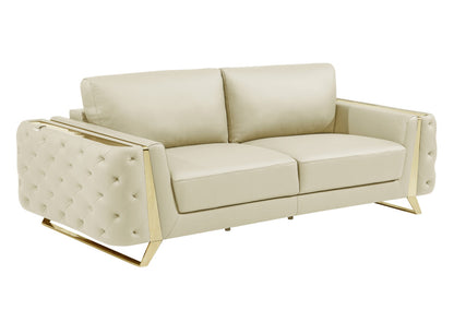 Two Piece Indoor Beige Italian Leather Five Person Seating Set-2