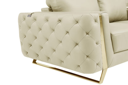 Two Piece Indoor Beige Italian Leather Five Person Seating Set-6