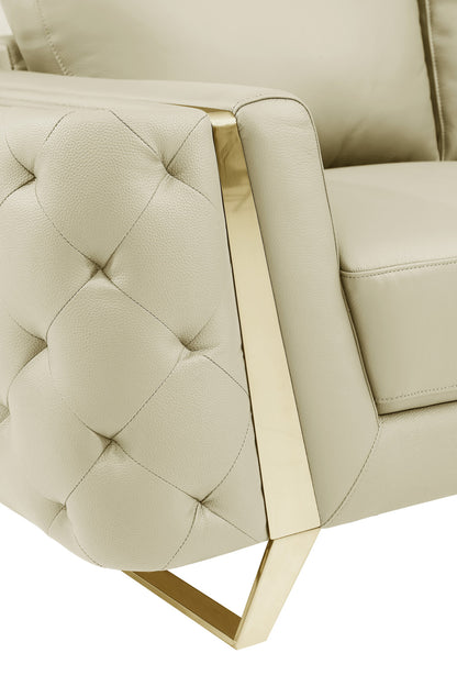 Two Piece Indoor Beige Italian Leather Five Person Seating Set-8