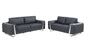 Two Piece Indoor Dark Gray Italian Leather Five Person Seating Set-0
