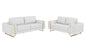 Two Piece Indoor White Italian Leather Five Person Seating Set-0