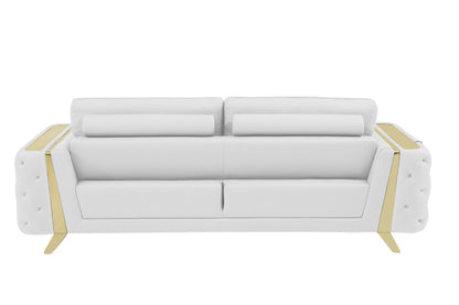 Two Piece Indoor White Italian Leather Five Person Seating Set-3