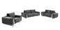 Three Piece Indoor Dark Gray Velvet Six Person Seating Set-0