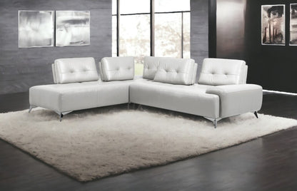 White Leather L Shaped Two Piece Seating Component-0