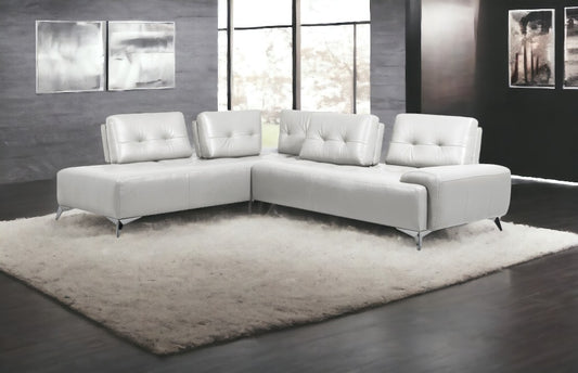 White Leather L Shaped Two Piece Seating Component-0