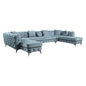 Deep Green Leather Match U Shaped Three Piece Seating Component And Toss Pillows-0